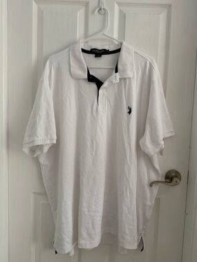 U.S. Polo Assn. White Polo with Navy Trim